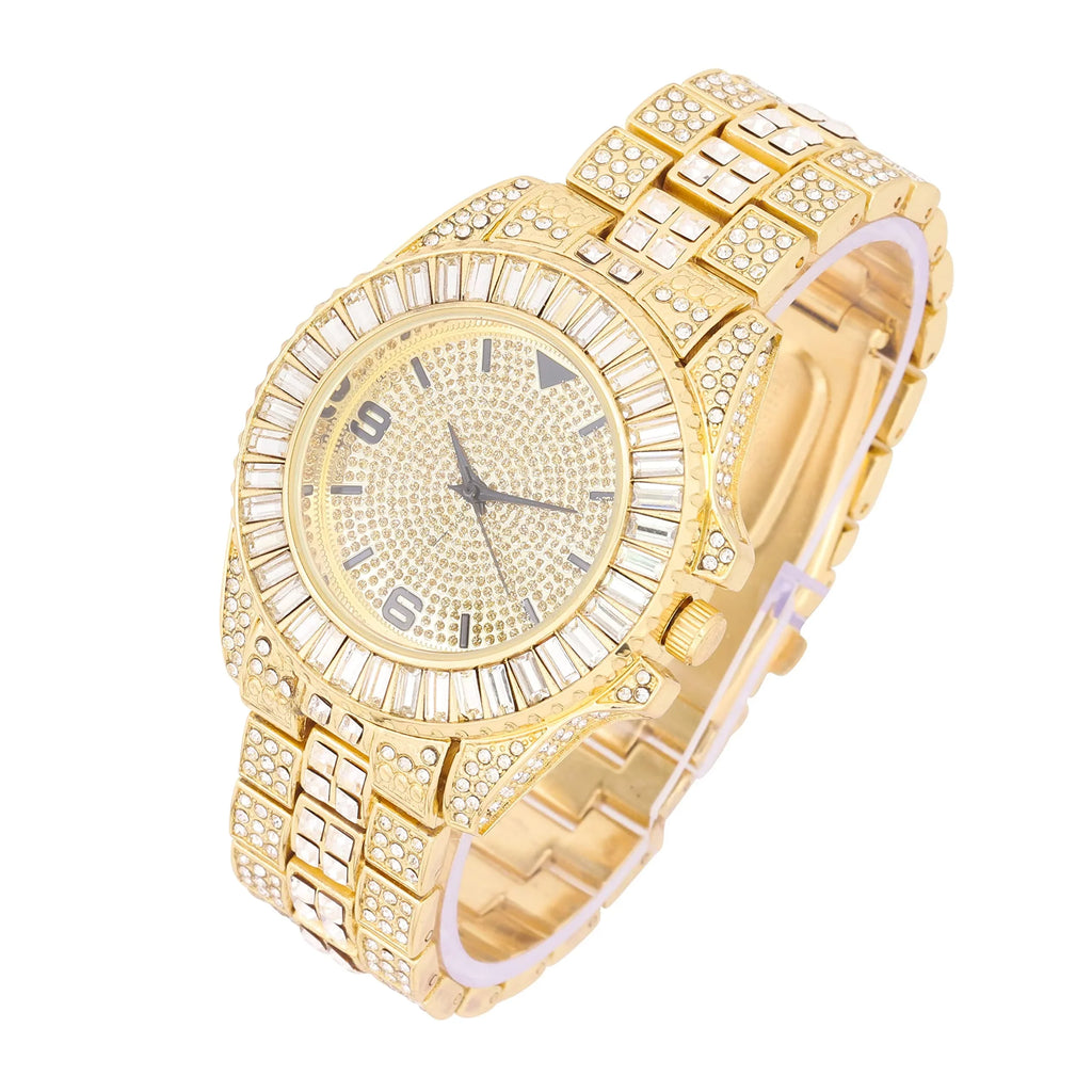 King and Queen Bling'ed Out His and Hers Hip Hop Matching Watch Set - Perfect for Today's Power Couple on Point - ST10327ML His/Hers (ST10372Gold Gold)