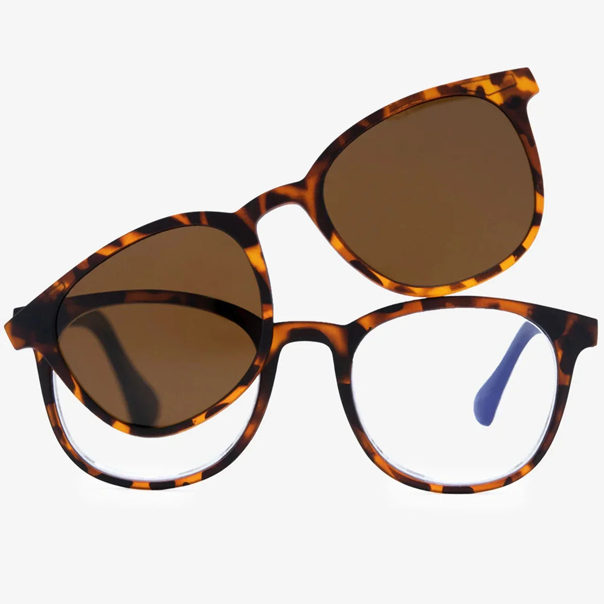 VITENZI Progressive Multifocal Reading Glasses Blue Light Blocking Readers - Includes Magnetic Sunglasses Clip On - Anti Fog Scratch Naples in Tortoise 2.00