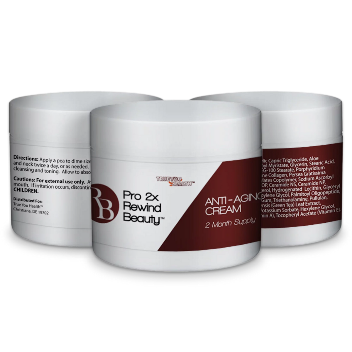 Pro 2x Rewind Beauty - Premium Anti-Aging Cream - 2 Month Supply - Help Reduce the Signs of Aging Day & Night - Anti-Wrinkle Technology to Lift & Firm - Contains Collagen & Vitamin A & Vitamin C