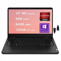 Lenovo Ideapad 14W Gen 2 14 Business Laptop | 14" HD Anti-Glare Display | AMD 3000 Series 3015e Processor | 4GB DDR4 64GB eMMC 128GB SD Card | AMD Radeon Graphic HDMI Win10 Pro Black + HDMI Cable
