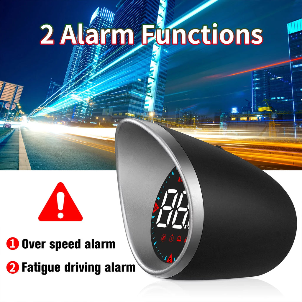 Car Head-up Display Digital Speedometer Display Driving Mileage, Compass Angle, Overspeed and Fatigue Driving