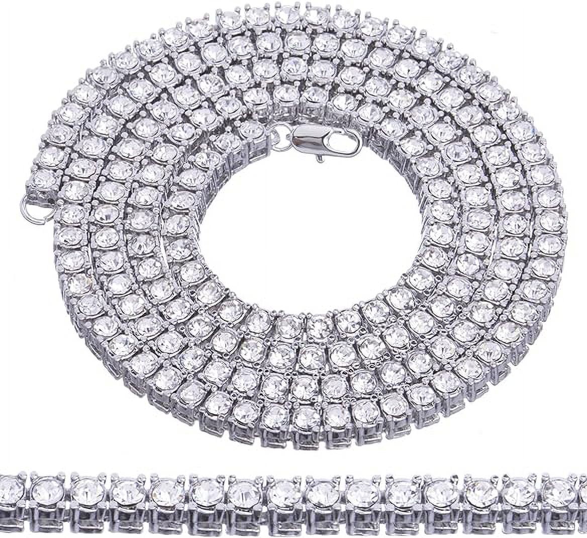 Hip Hop Luxury Silver Plated Double Tennis Chain 16" + 18" and 2 Row 8" Bracelet 3 pc Set