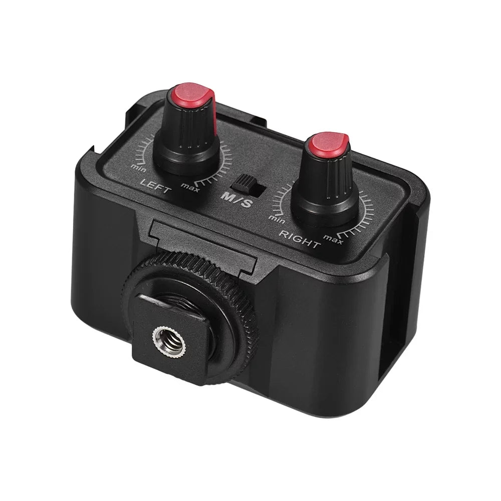 Andoer WS-VS Dual-Channel Microphone Audio Mixer Adapter & Cold Shoe Mounting Hub 3.5mm Stereo Output for DSLR Camcorder