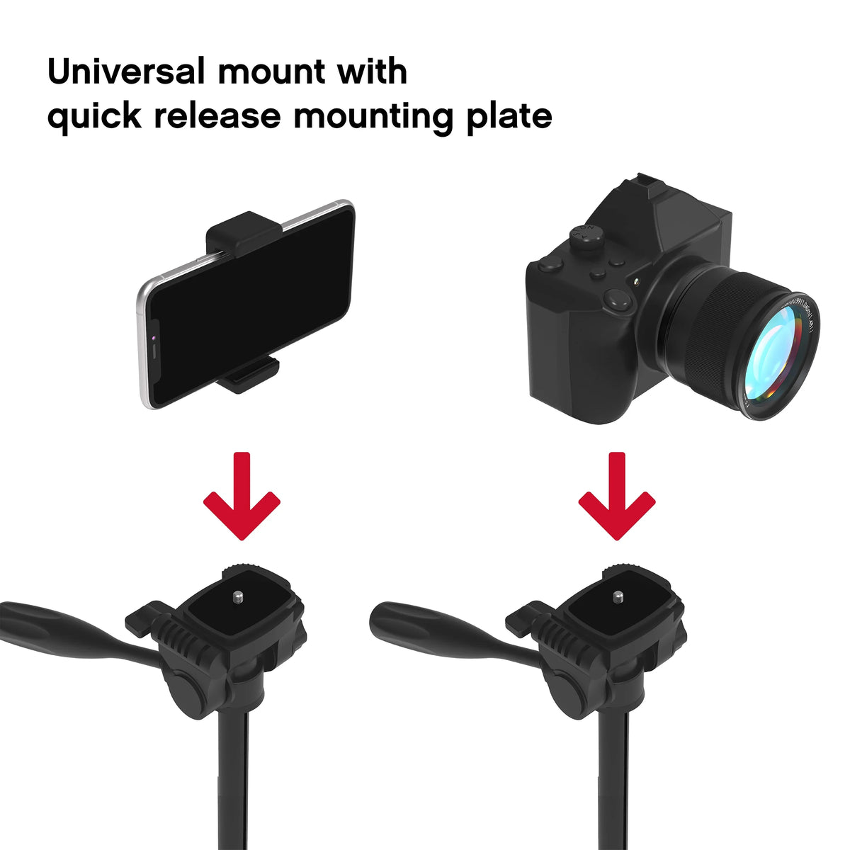 On Air Pro Stand - Lightweight 57” Aluminum Tripod W/ Carry Bag & Mounting Screws for Phone/Camera