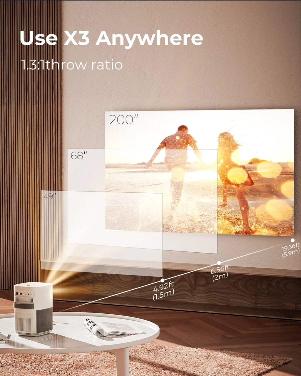 VANKYO Performance X3 WiFi Bluetooth Projector, Dolby Audio, Native 1080P FHD Vertical Projector with 250" Display, 4K Supported Portable Mini Projector, Matching with TV Stick, iOS & Android
