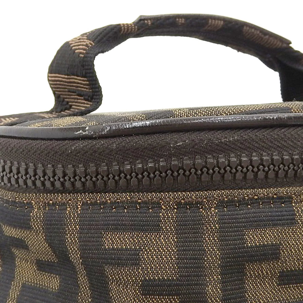 Pre-Owned FENDI Zucca Pattern FF Vanity Bag Handbag Pouch Canvas Brown (Fair)