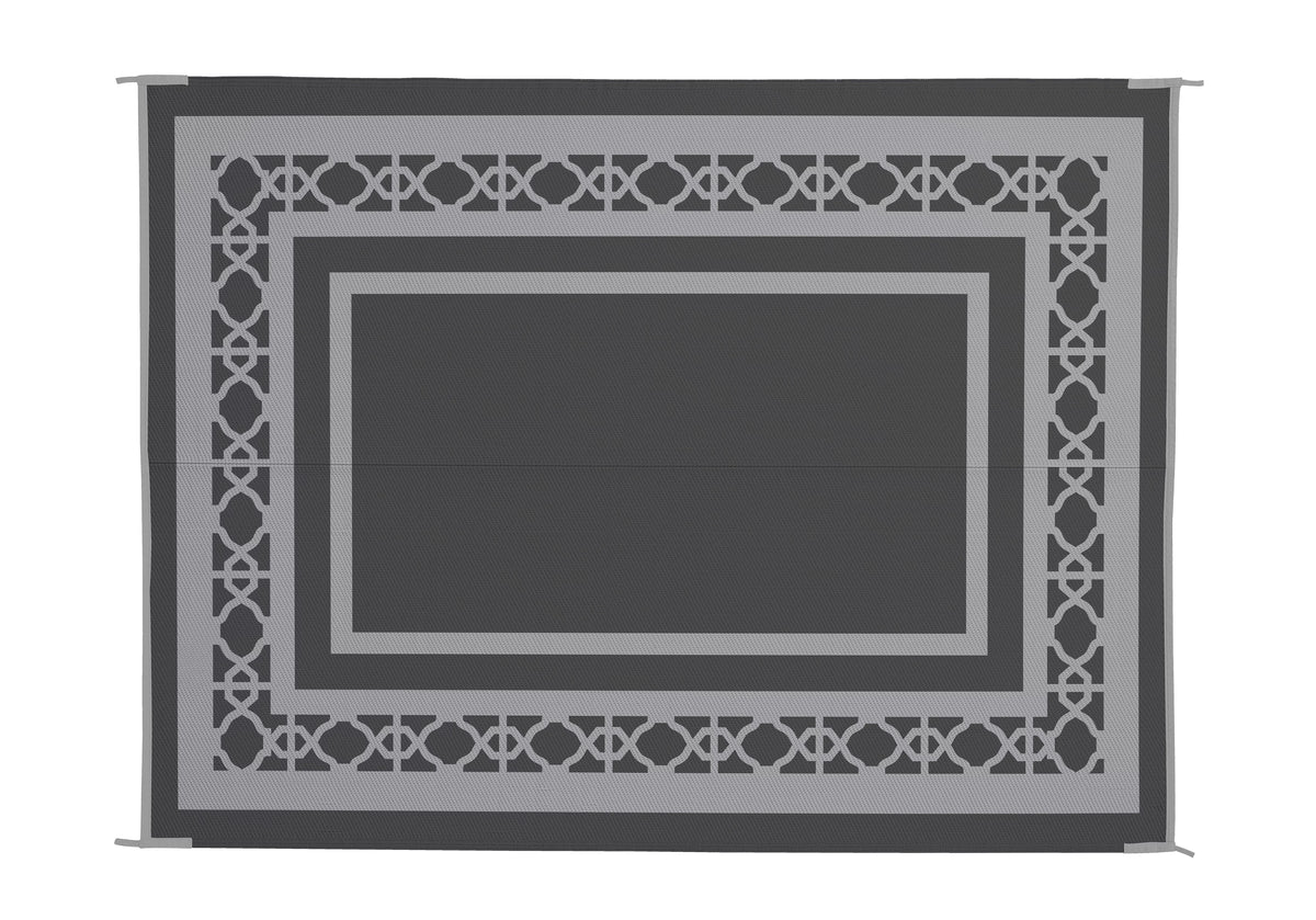 Patio Mats 9' x 12' Gray Outdoor Rug (Reversible with 2 designs)