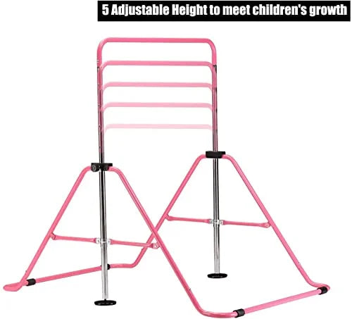 Wesfital Gymnastics Bar Kids, Junior Training Bar, Height Adjustable Horizontal Bars, Folding Gymnastics Bars Tumbling Monkey Bars for Home
