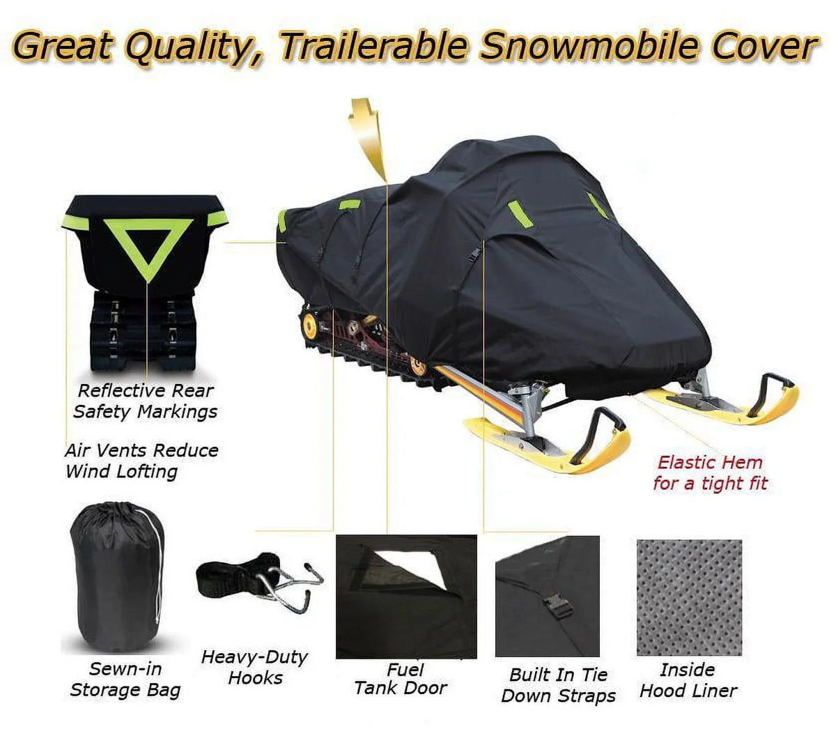 Snow Protection Matching for 2004-2004 Ski Doo Bombardier snowmobile model GSX SPORT 1 UP 600, Trailerable 600 Denier Snow Machine Sled Gear