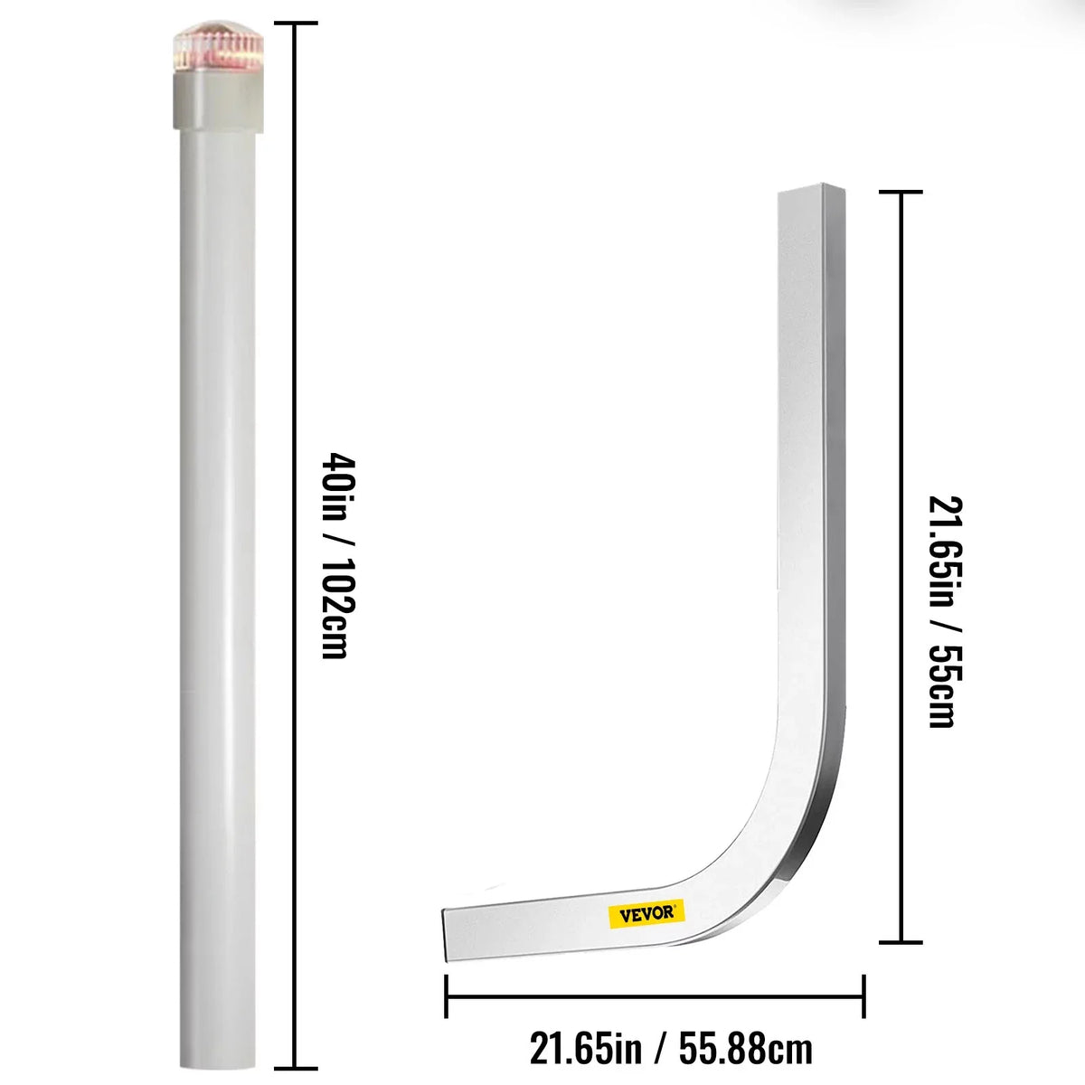 VEVORbrand Ship Trailer Guide-on, 40", 2pcs Galvanized Steel Trailer Post Guide on, with LED-Lighted PVC Tube Protection Mounting Hardware Included, for Ski Ship Fishing Watercraft or Watercraft Trailer