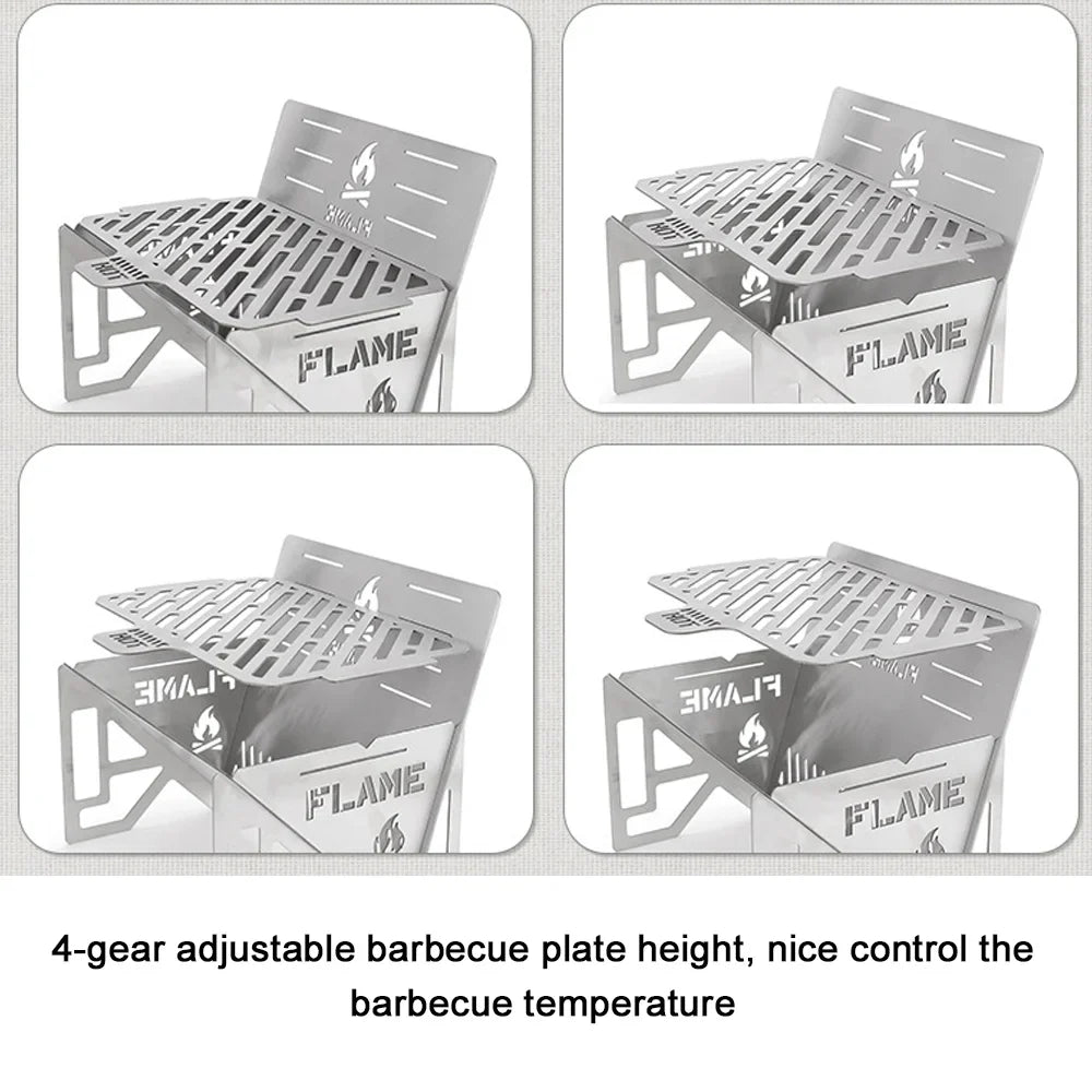 Nebublu Stainless Steel Furnace, Portable Camping Stove for Picnic BBQ Cooking