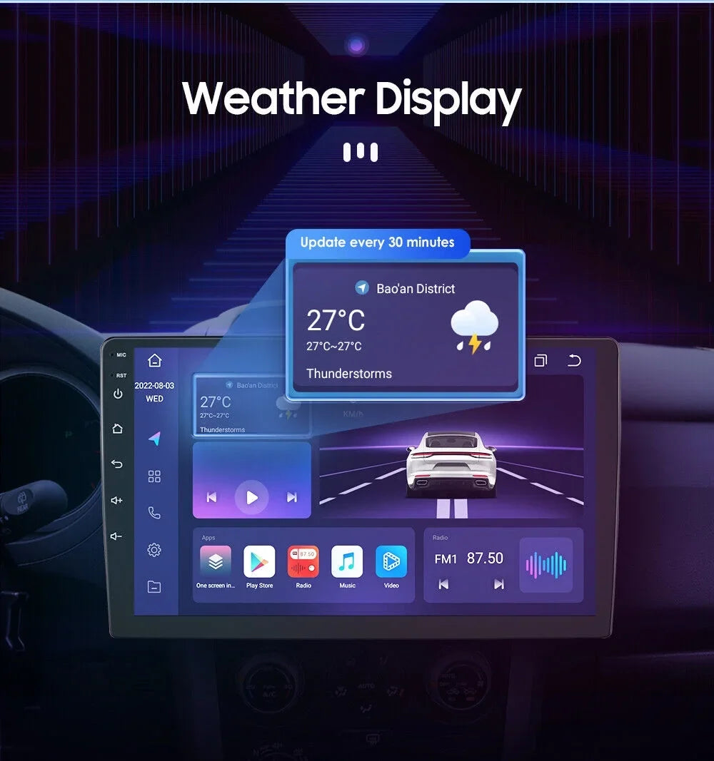 10'' 2Din Android QLED Car Stereo Nav GPS Radio DSP CarPlay Condition 8 4+32GB
