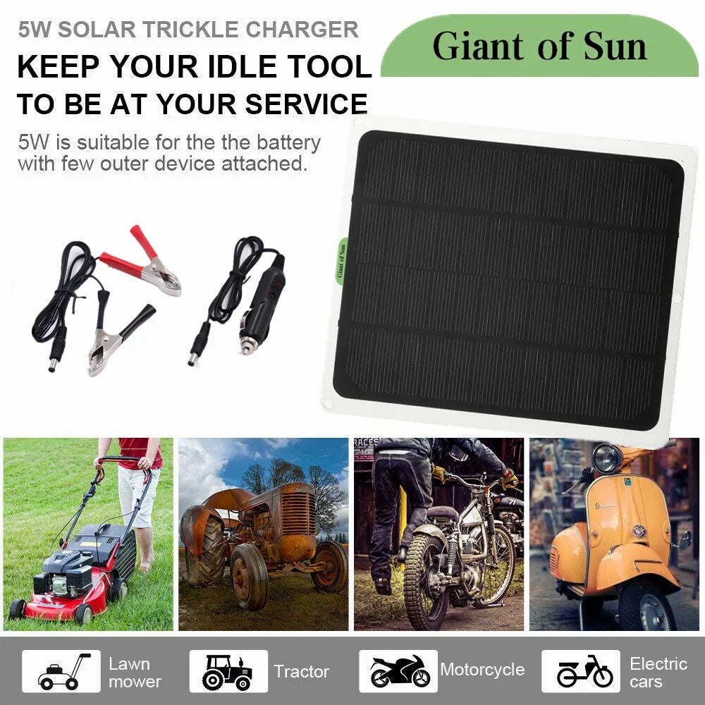 DFITO 22W Solar Panel,12V/5V Trickle Charger Battery Charger Kit W/ 2x Alligator clip,1x Cigarette lighter,2 Carabiners,1 mountaineering bag,1 Fast Charger,Maintainer Watercraft RV Car