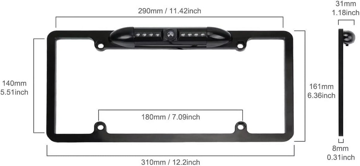 CAM115 Backup Camera Frame License Plate Matching with Clarion, Dual, BOSS, Jensen, Stinger, Pioneer, SoundStream, Sony, Kenwood, JVC, Rockford Fosgate,