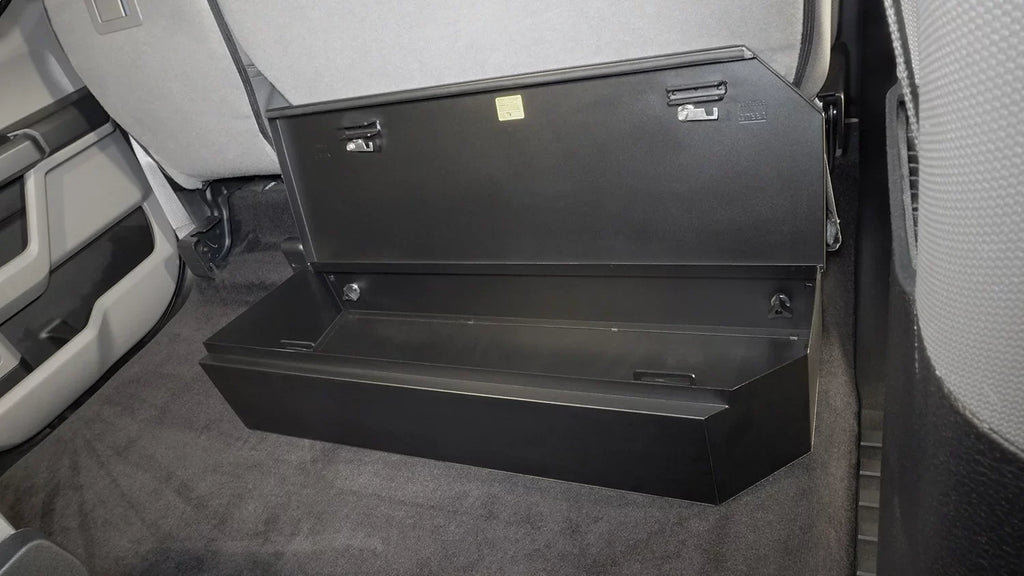 Tuffy Security Products 344-01 Under Seat Lockbox - 2/3 Length; Black; 2015-Current Ford F150 SuperCrew, 2017-Current Ford SuperDuty SuperCrew
