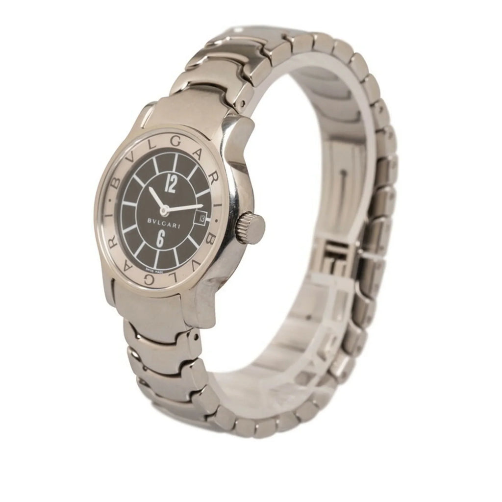 Pre-Owned Bvlgari Solo Tempo Watch ST29S Quartz Black Dial Stainless Steel Ladies BVLGARI (Good)