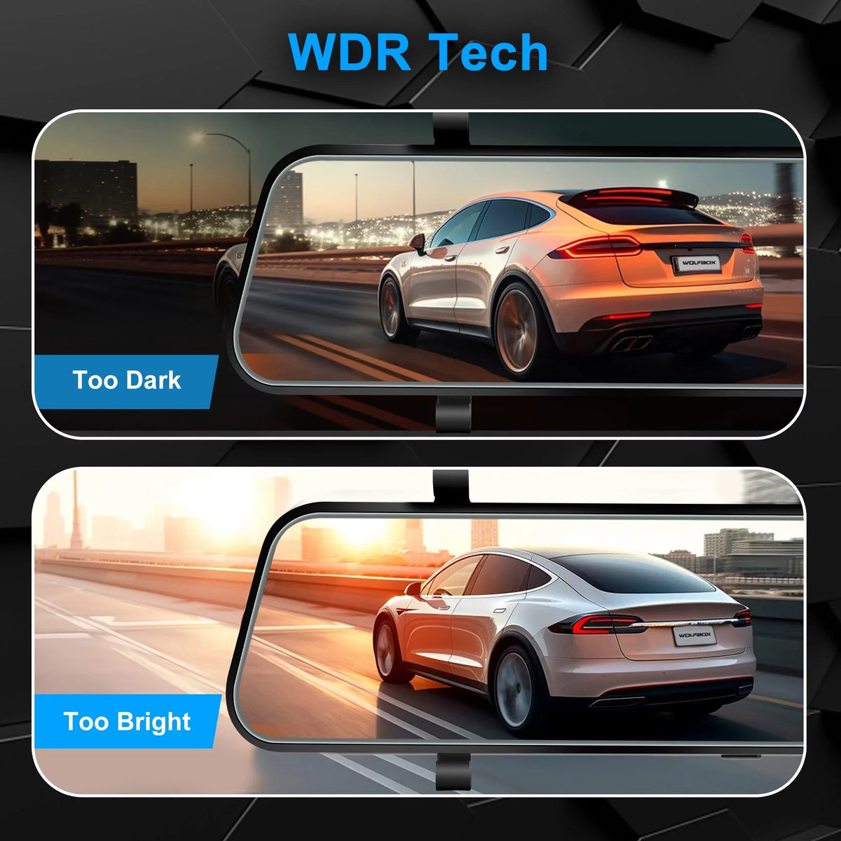 Car Rear View Mirror Camera, TSV 1080P Dash Cam Backup Camera, Dual Driving Recorder with Night Vision, G-Sensor, IPS Touch Screen