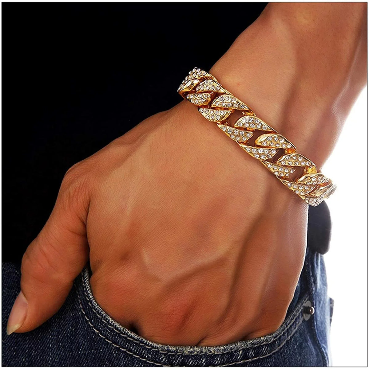 CHARLES RAYMOND Big Rocks Fully Iced Out Diamond Mens Watch w/Easy Read Date & Day - Designer Hip Hop Blinged Out Timepiece - ST10535 (ST10537-RN Gold -C)