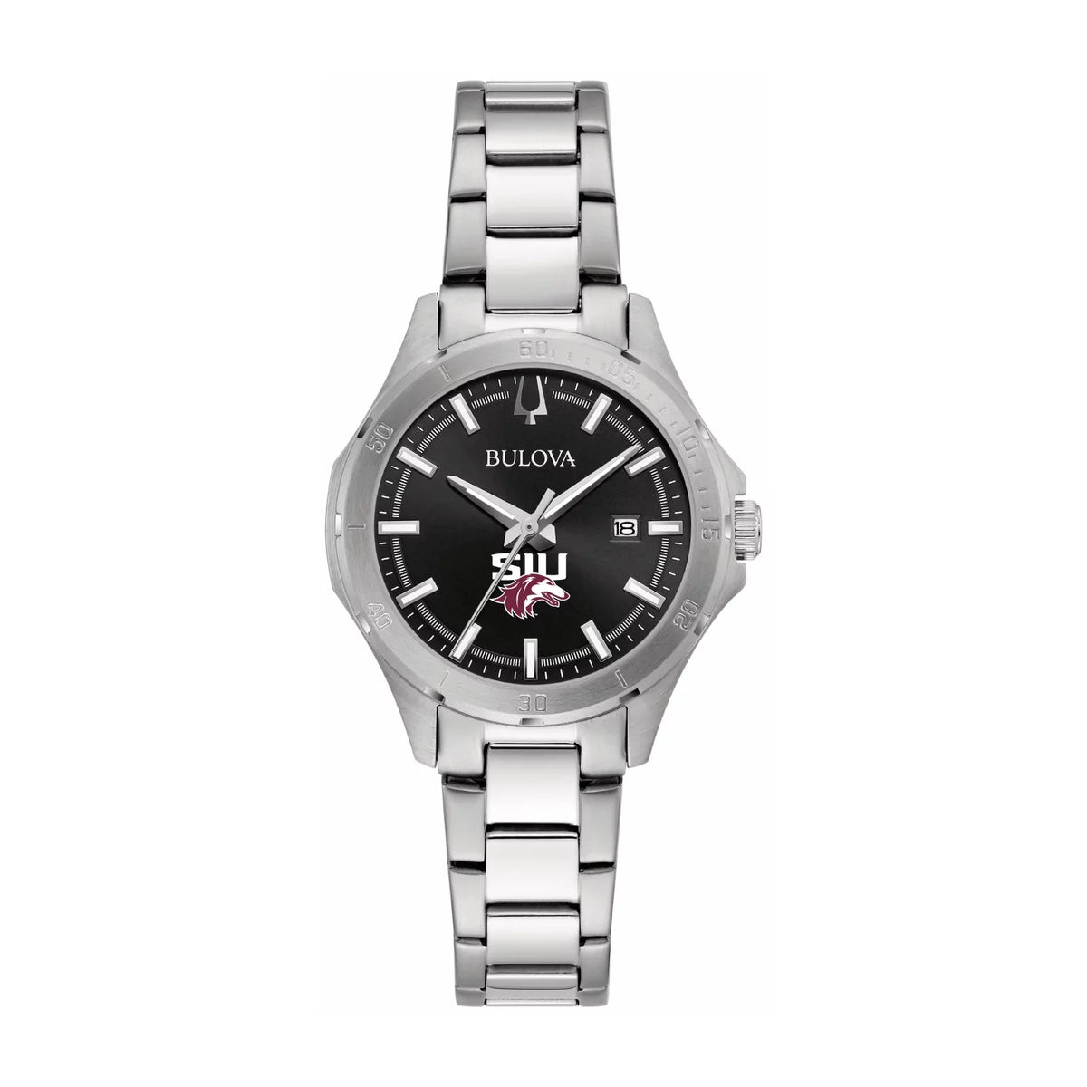 Women's Bulova Black Southern Illinois Salukis Stainless Steel Classic Sport Watch