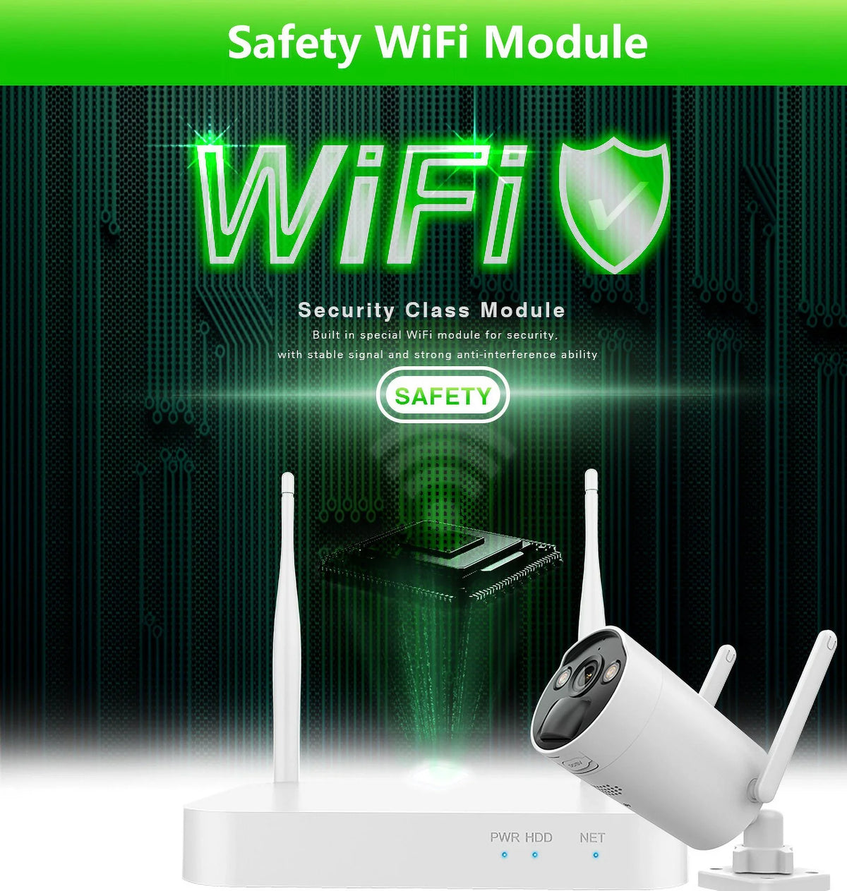 VIKVIZ 8CH WiFi CCTV System 4Pcs 3MP Battery Camera , 4 Solar Panels , 2.5inch HDD Wireless NVR