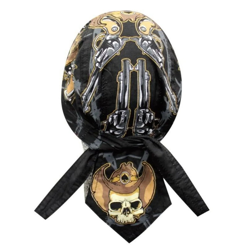 Biker Headwrap Danbanna Deluxe DuRag Cap Doo Rag Bandana Western Desperado Skull