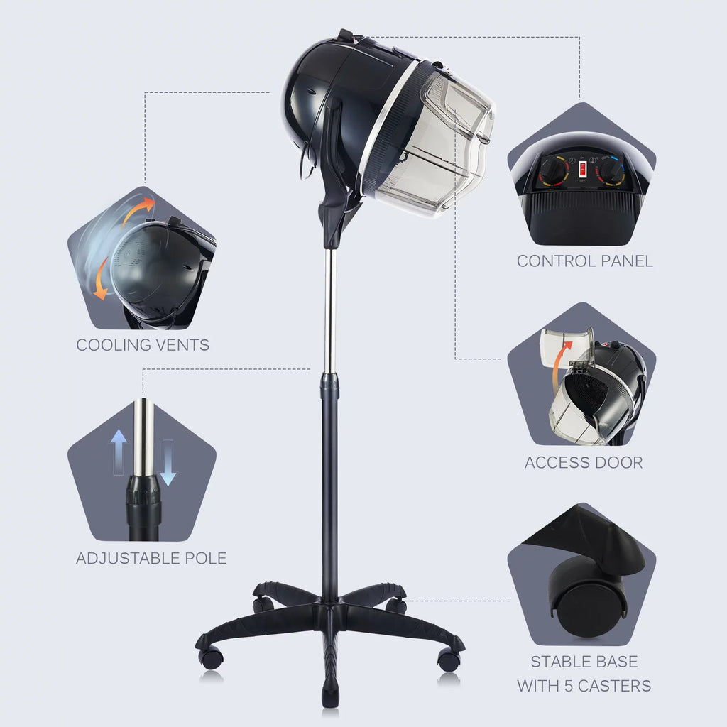 Bonnet Stand Up Hair Dryer Hood Timer Salon Styling Black New