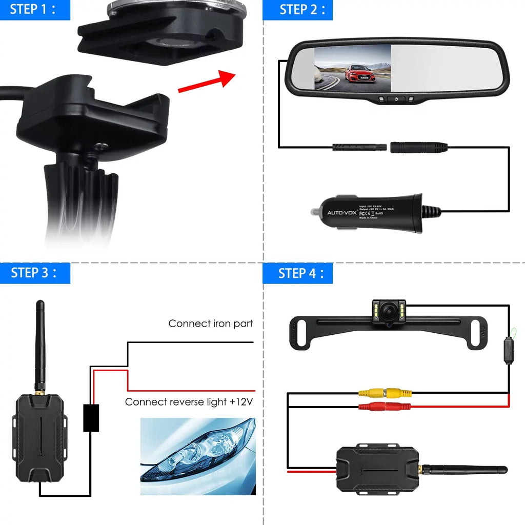 AUTO-VOX T1400 Upgrade OEM Look Wireless Backup Camera for Car/Trucks, No Wiring, No Interference, IP 68 Waterproof Super Night Vision Back Up Camera