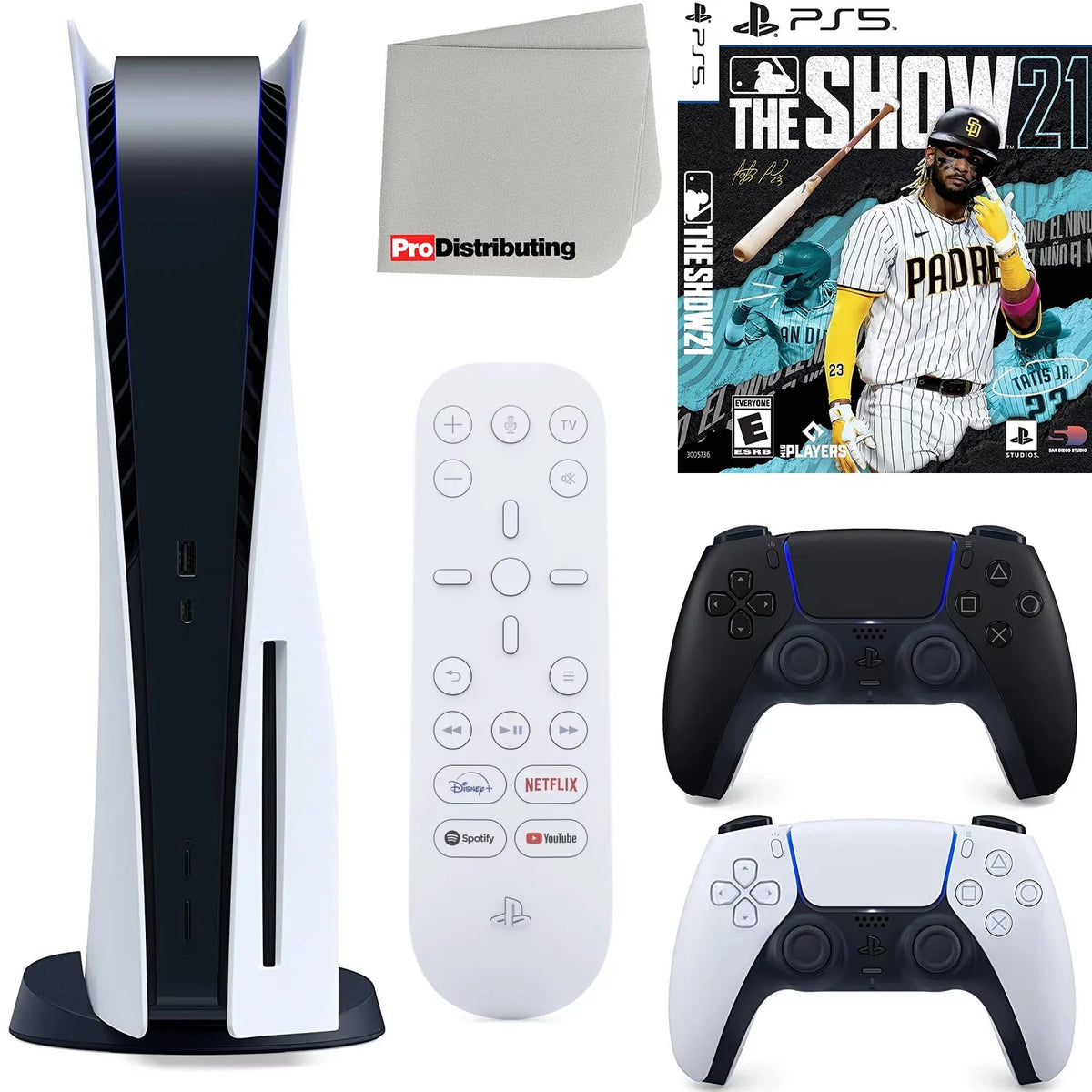 Sony Playstation 5 Disc Version (Sony PS5 Disc) with Midnight Black Extra Controller, Media Remote, MLB The Show 21, Accessory Starter Kit and Microfiber Cleaning Cloth Bundle