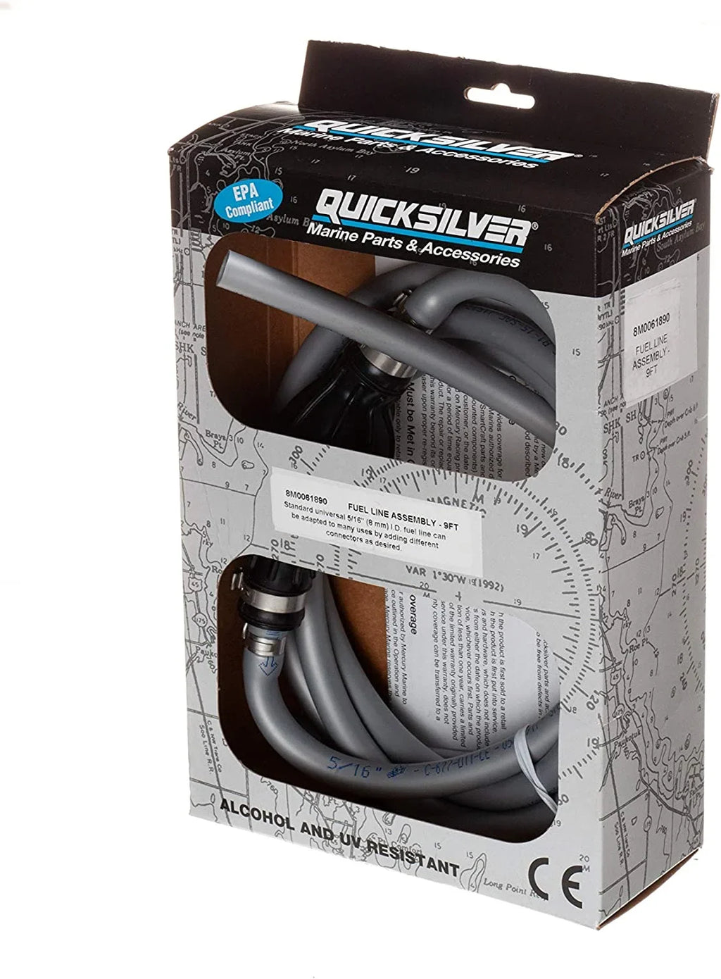 Quicksilver 32-8M0061890; W Fuel Line-9 Ft Qs Replaces Mercury / Mercruiser
