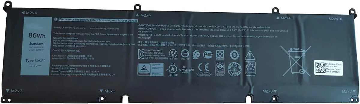 New 8FCTC Laptop Battery for XPS 15 9500 Precision 5550 Alienware M15 R3 R4 M17 R3 R4 Series Notebook 69KF2 08FCTC 70N2F 070N2F 0P8P1P 0DVG8M 0M59JH 11.4V 56Wh 4650mAh