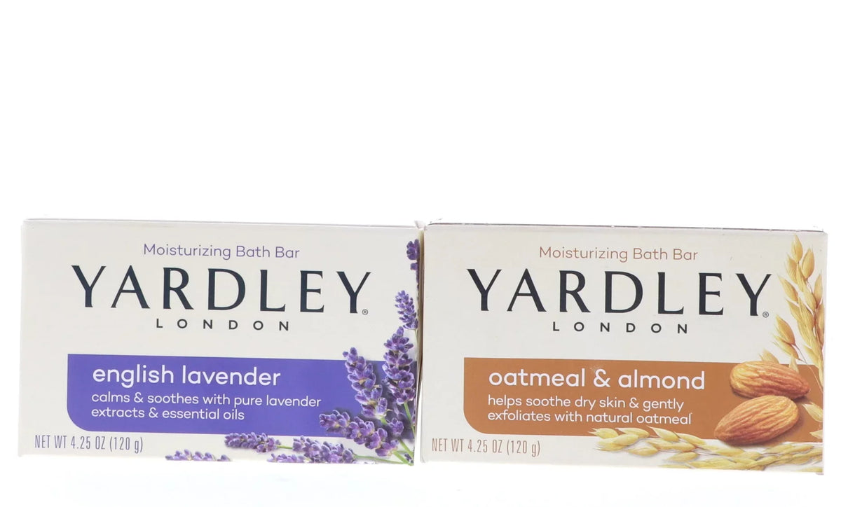 Yardley English Lavender Bath Bar, 4.25 oz 6 PCS, Yardley Oatmeal & Almond Bath Bar, 4.25 oz 6 PCS