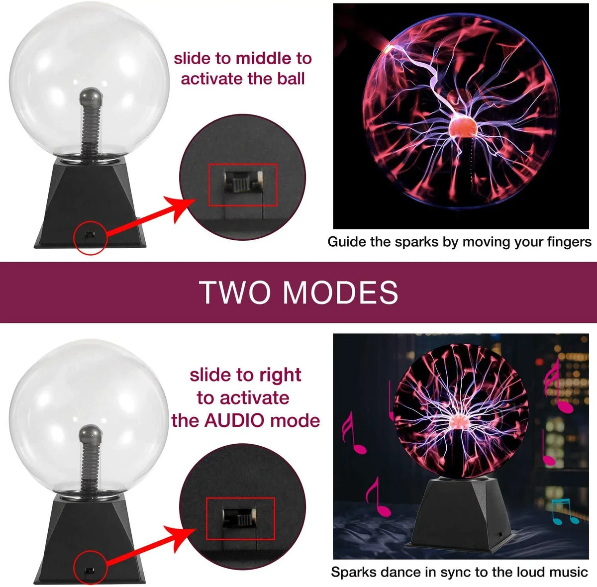 Plasma Ball, 8 Inch Sensitive Plasma Lamp, Nebula Sphere Plasma Globe Novelty Toy for Decorations/Kids/Bedroom