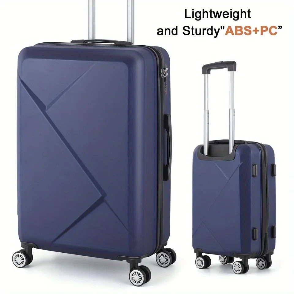 20 Inch Hardside Carry-On Luggage For Travel Business, 20-Inch Suitcase With Four Spinner Wheels And Durable Surface, Lock - Blue