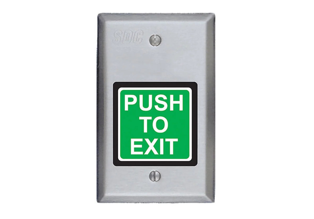 SDC 422U 2 Exit Switch Momentary SPDT PUSH TO EXIT Satin Stainless Steel