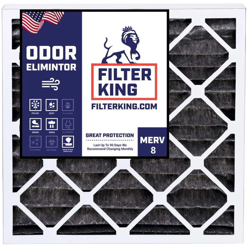 Filter King 14x22x1 Air Filter | 4-PACK | Carbon MERV 8 HVAC Pleated A/C Furnace Filters | MADE IN USA | Actual Size: 14 x 22 x .75"