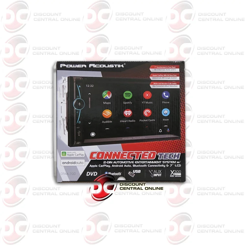 Power Acoustik CPAA-70D 2-din 7" Dvd Cd Stereo Bluetooth W/ Apple Carplay & Android Auto with DiscountCentralOnline HL09 Waterproof Nightvision back-up camera