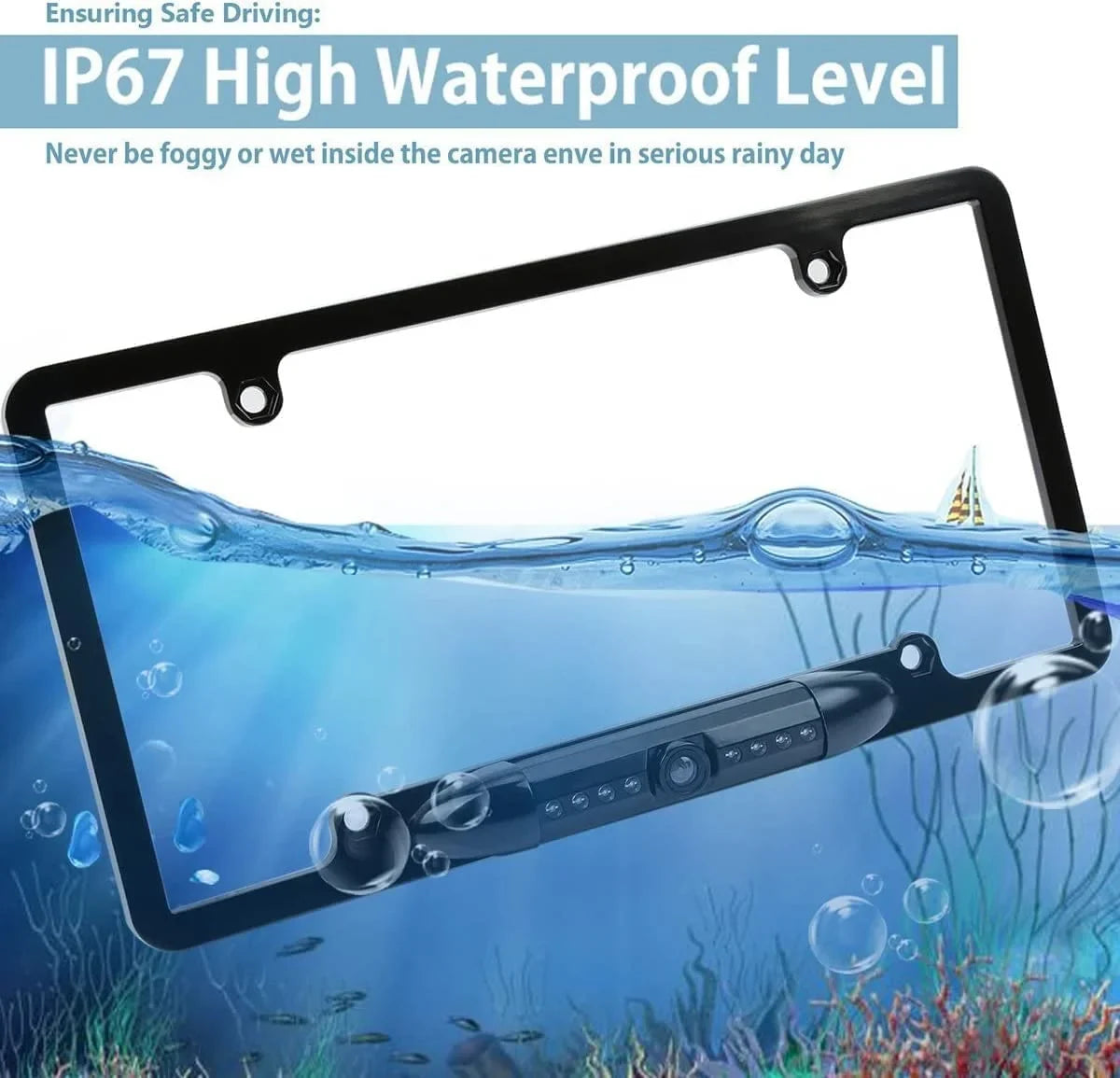 CAM115 Backup Camera Frame License Plate Matching with Clarion, Dual, BOSS, Jensen, Stinger, Pioneer, SoundStream, Sony, Kenwood, JVC, Rockford Fosgate,