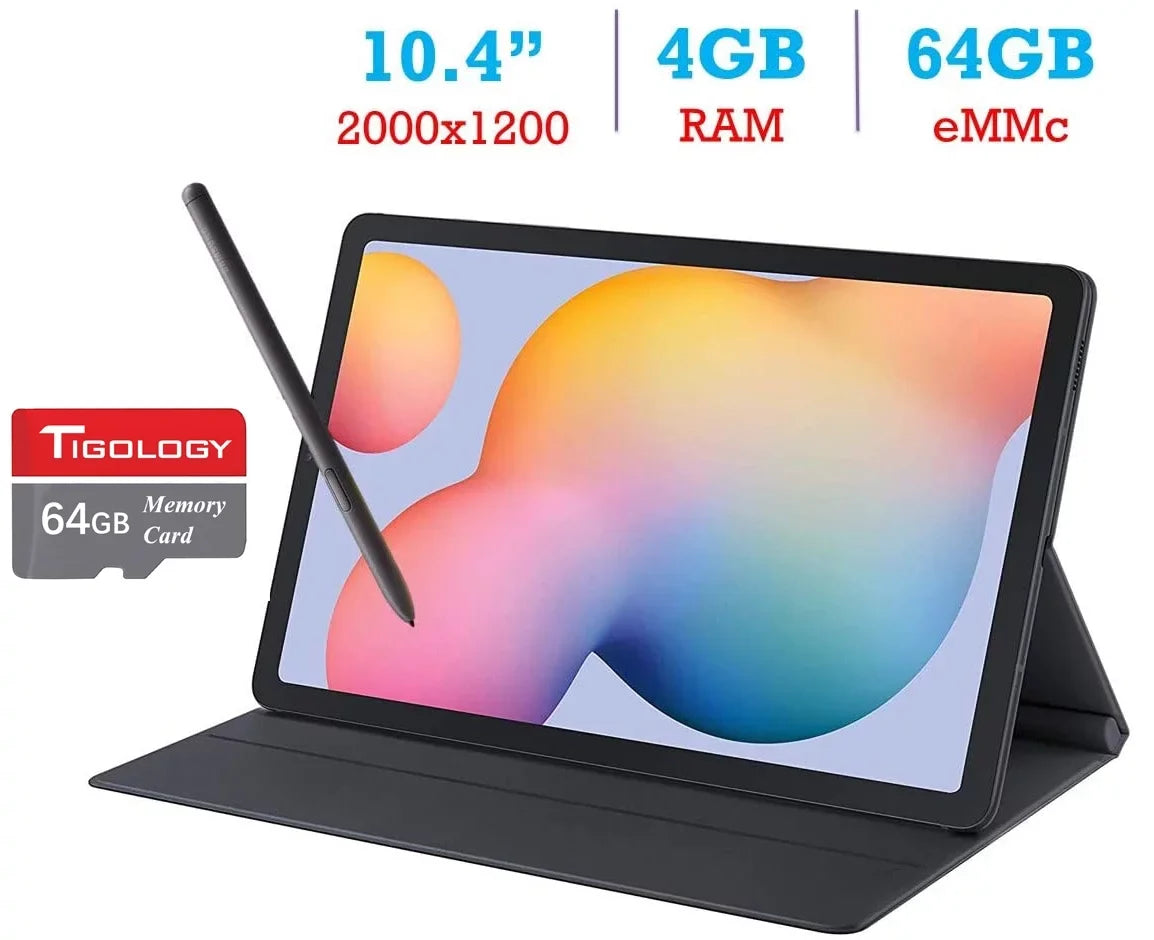 Samsung Galaxy Tab S6 Lite 10.4'' Touchscreen (2000x1200) WiFi Tablet, 4GB RAM, 64GB SSD, Android 10 w/S Pen, Wrap & Tigology 64GB Memory Card