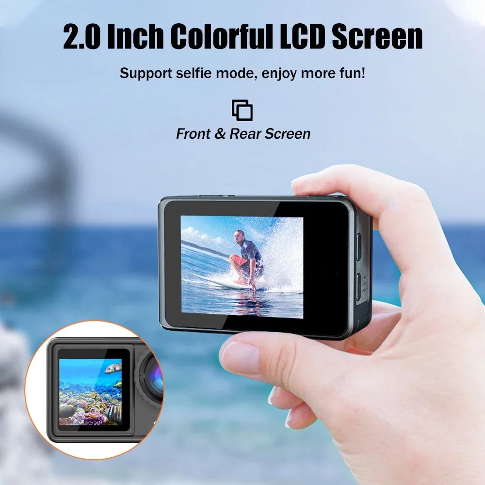 GoolRC 4K 24MP Dual Screen Sport DV 2.0 Inch Screen 170° Wide Angle EIS 40m Waterproof WiFi with Macro Lens Remote Control for Sports