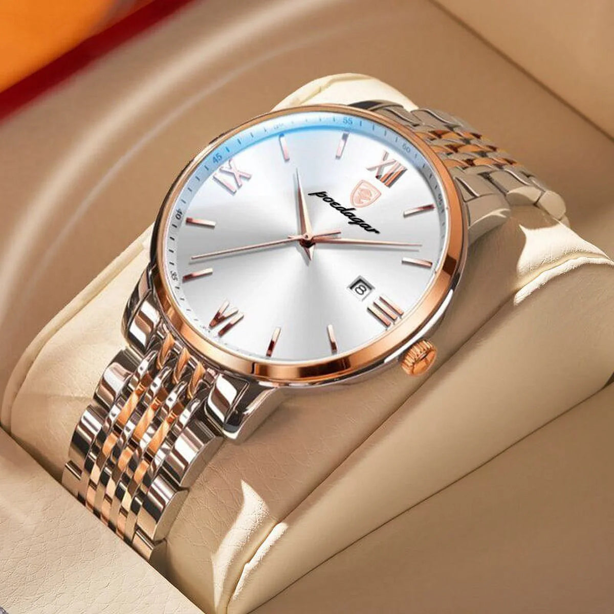 POEDAGAR New Men Ultra-Thin Watches Fashion Week Calender Business Cool Waterproof Luxury Stainless Steel Quartz Wristwatch