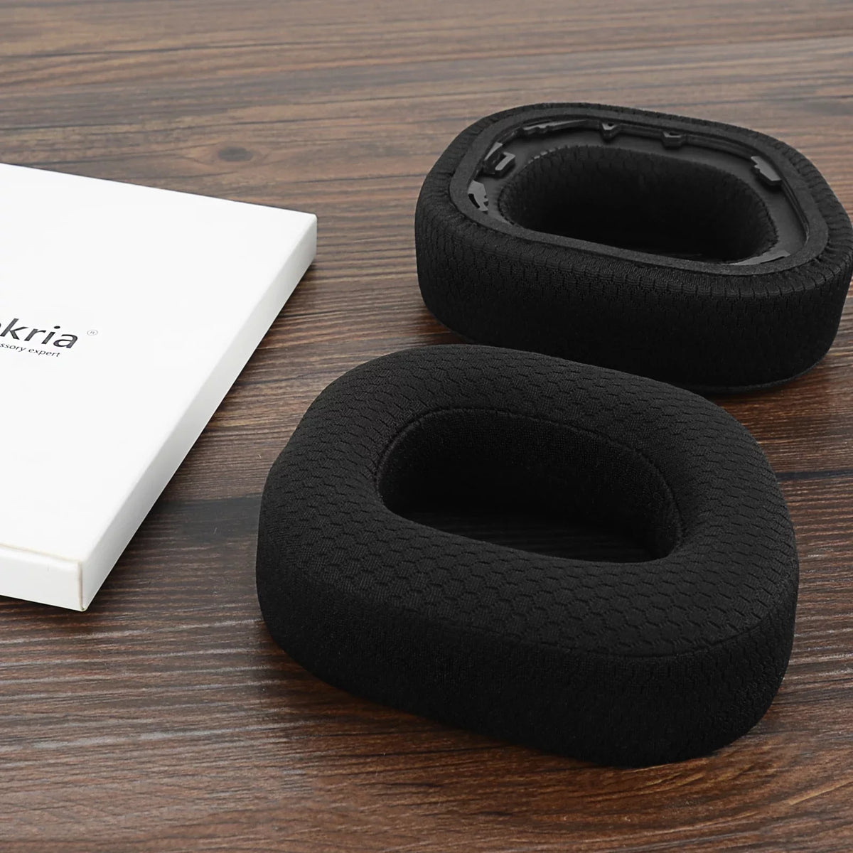 Geekria Comfort Mesh Fabric Replacement Ear Pads for Corsair HS80 RGB Wireless Headphones Ear Cushions, Headset Earpads, Ear Cups Protection Repair Parts (Black)