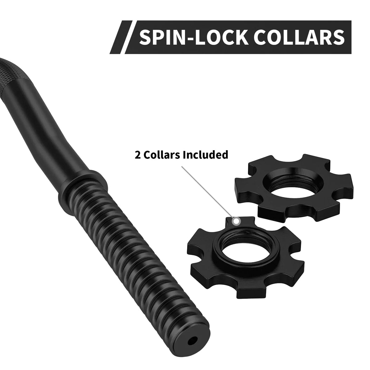 FIXTECH 47'' Olympic Curl Bar with Collars for All Standard Plates, 220-Pound Capacity, Black