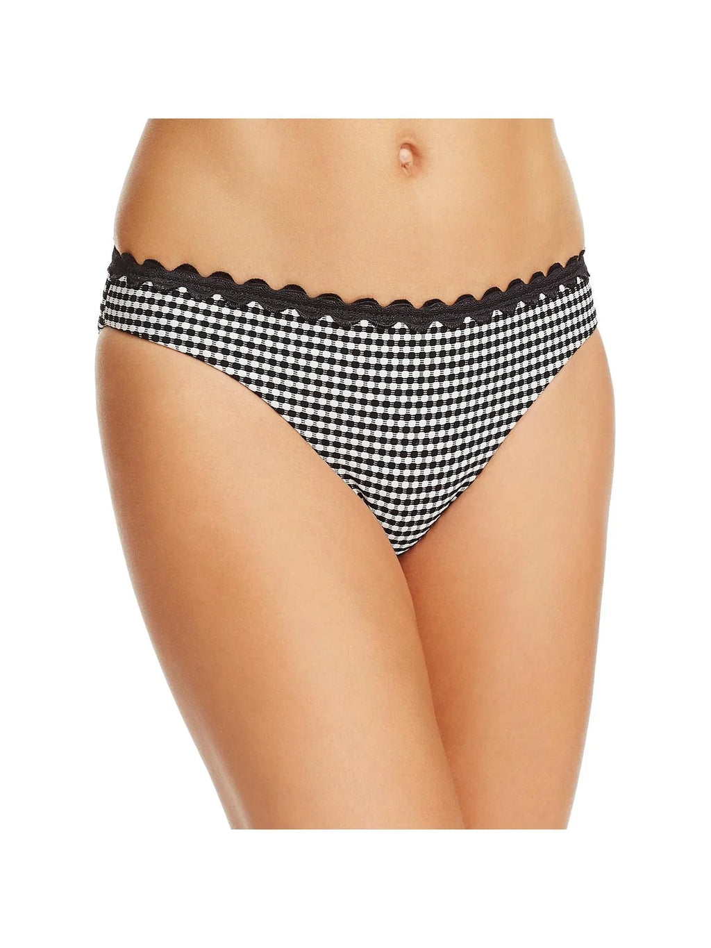 Shoshanna Womens Contrast Trim Hipster Swim Bottom Separates B/W XL