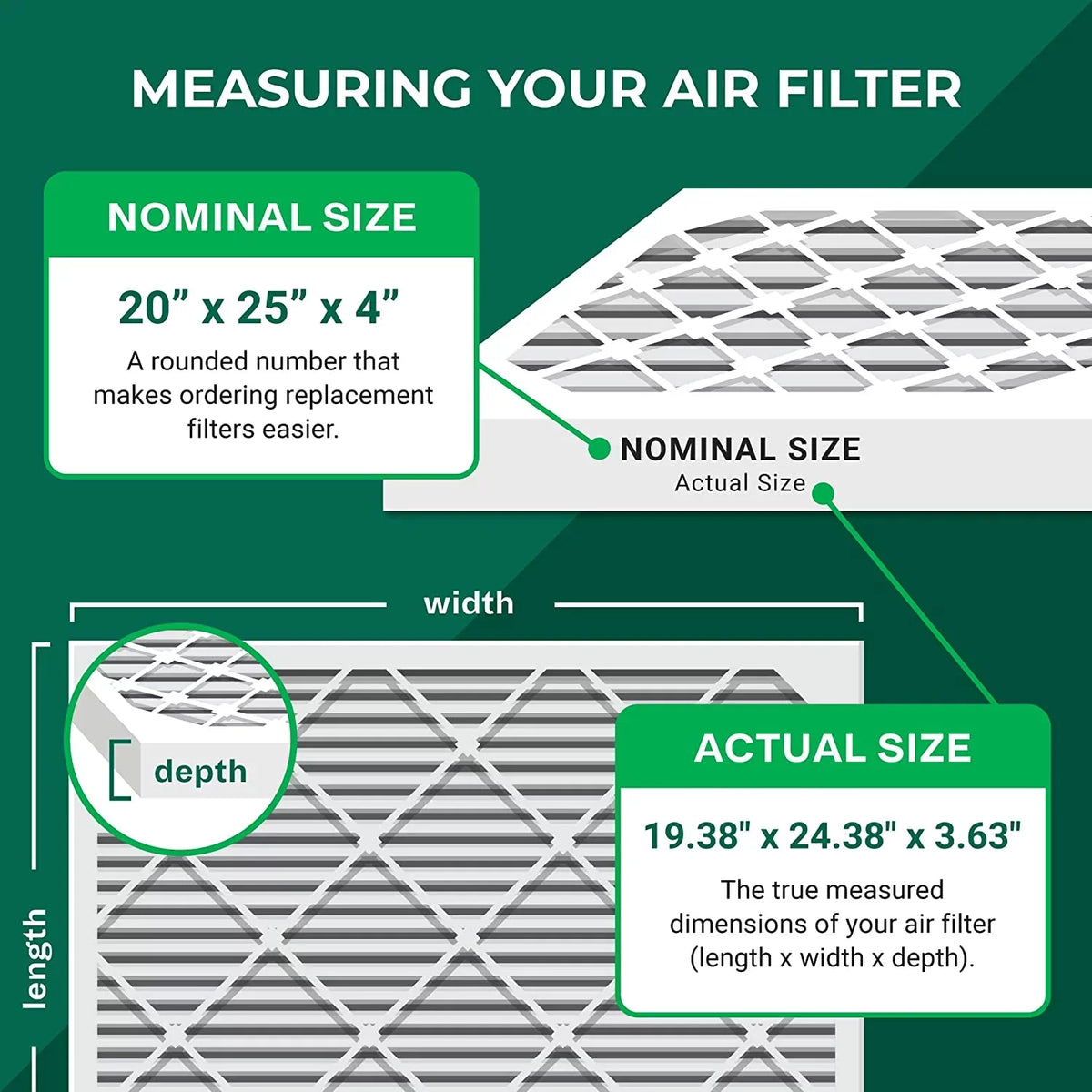 Filterbuy 20x25x4 MERV 8 Pleated HVAC AC Furnace Air Filters (4-Pack)