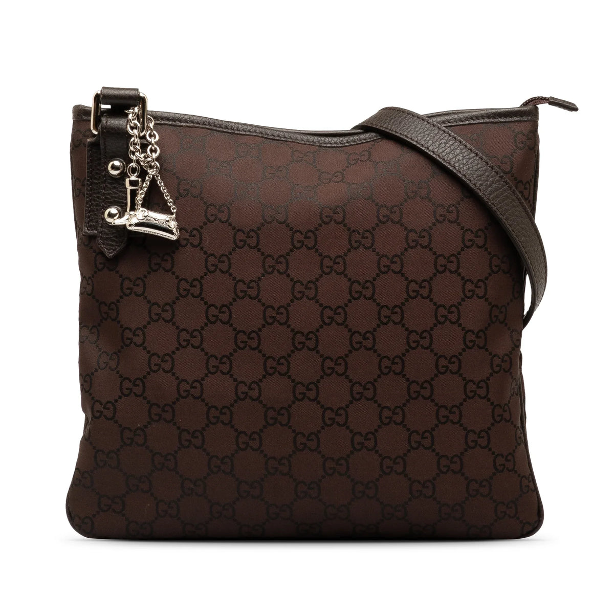 Pre-Owned Authenticated Gucci GG Jolicoeur Crossbody Nylon Fabric Brown Crossbody Bag Unisex (Good)