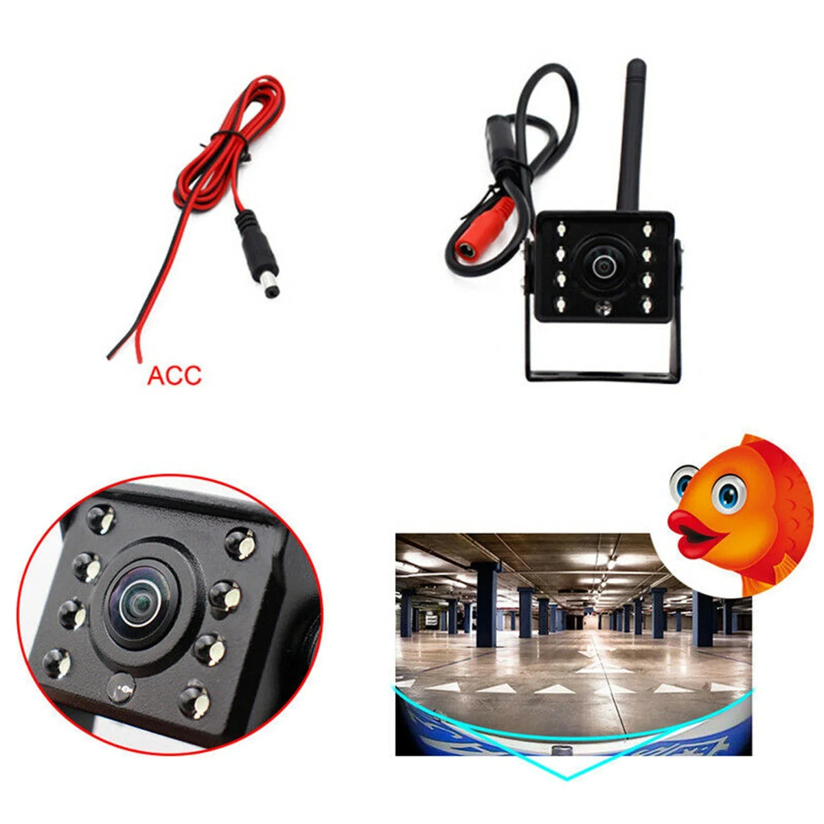 WiFi Wireless Car Rear View Camera Truck Bus 12V~36V Automobile LED Reverse HD Night Vision Backup Camera, IP67 Waterproof Wireless Reversing Monitor