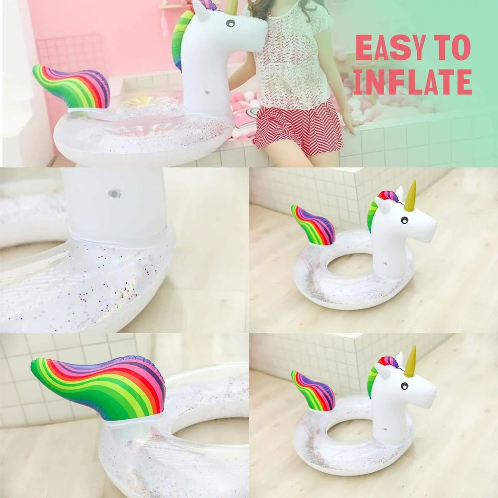Blossom Glitter Sequins Animal Pool Floats, Inflatable Unicorn Ring Pool Float, Swimming Pool Ring, Pool Inflatables for Kids and Adults, Pool Toys Inflatable, Water Float | 48 Inch
