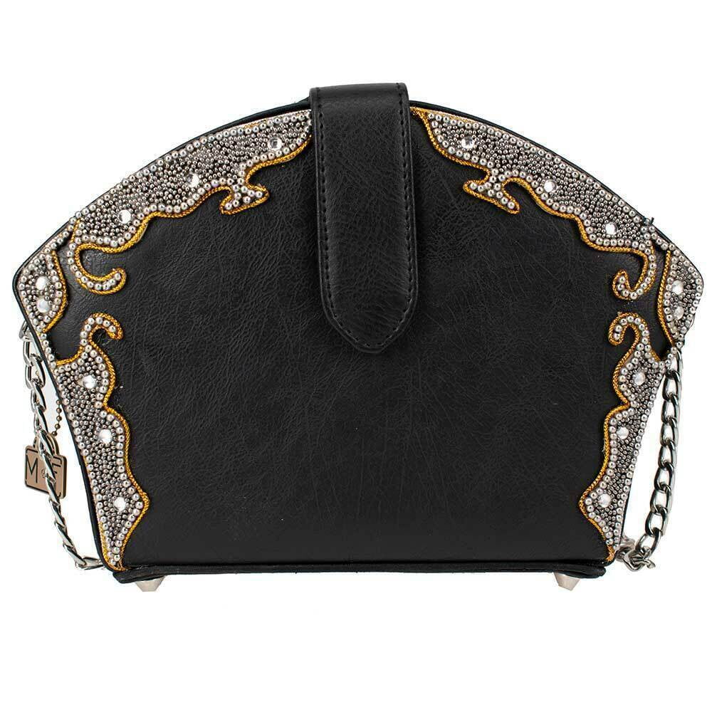 Mary Frances Princess Crossbody Crown Black Flower Jewelry Handbag NEW