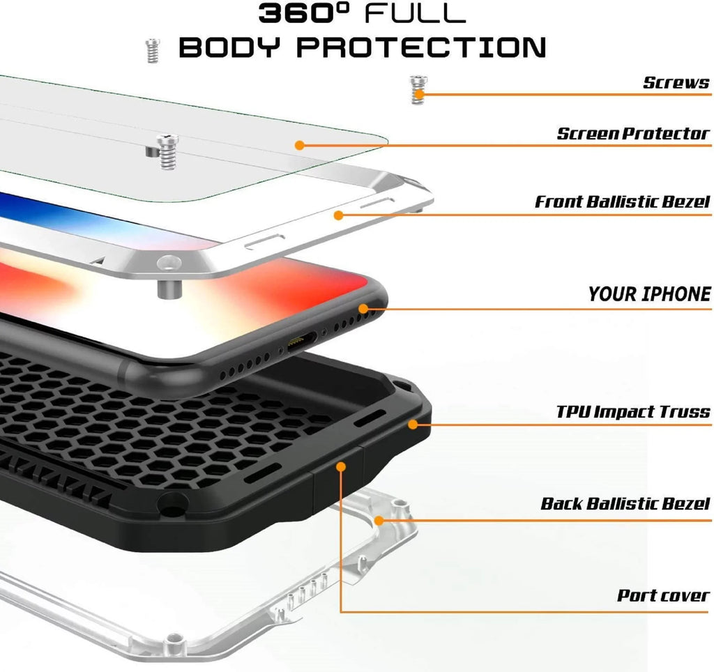 Gorilla Glass Aluminum Metal iPhone 6s Plus Case (Red) Heavy Duty Military Grade Shockproof and Scratch Impervious Protection, Rugged Outdoor Travel