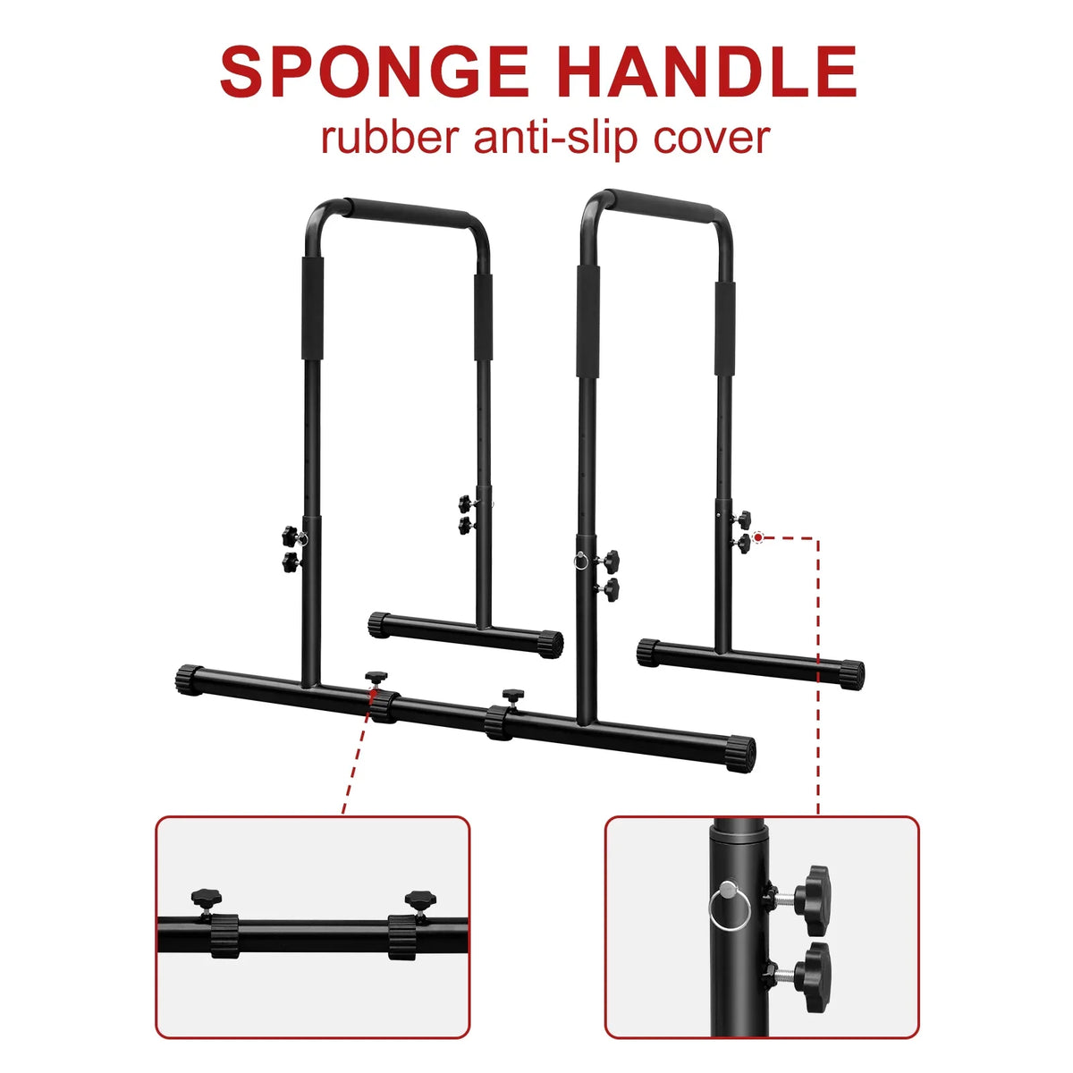 JOLLY JAUNTS Adjustable Dip Bar, Versatile High Strength Push Up Stand with Sponge Wrap, Easy Assembly Dip Station Functional for Rehabilitation Training, Sports Training